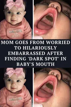 Mom goes from worried to hilariously embarrassed after finding 'dark spot' in baby's mouth