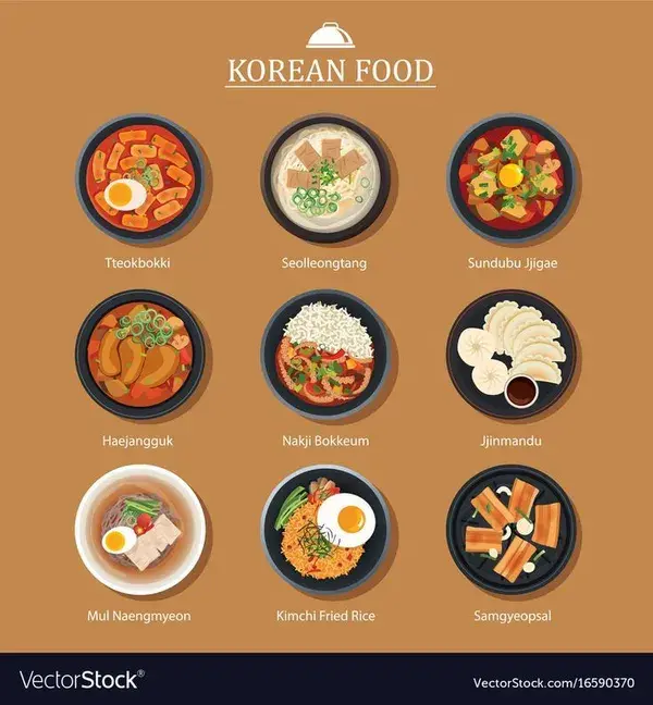 Set of korean food flat design asia street food vector image on VectorStock