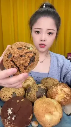 Bread with cream mukbang