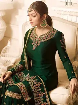 Siya Fashion Party Wear Green Faux Georgette Palazzo Suit