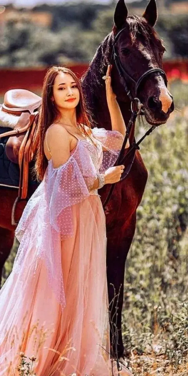 Posing with horses