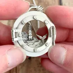 Ship Porthole Shadowbox Necklace, Whale Tail and Lighthouse Locket Necklace d