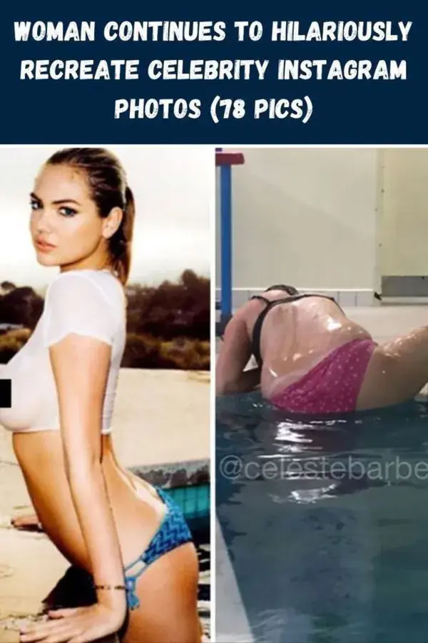 Woman Continues To Hilariously Recreate Celebrity Instagram Photos (78 Pics)