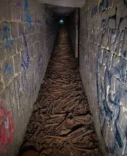 The illegal section of the Paris Catacombs