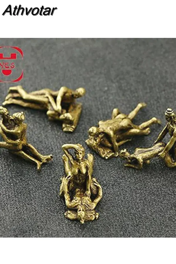 Athvotar Mini Vintage Brass Sexy Decorative Keychain Ornament Craft Figurines 2-Posture For Home Bar Party Desk Decoration Gift 601-0 5pcs-03