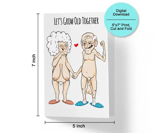 Printable Anniversary Card, Lets Grow Old Together, Anniversary Gift for Husband, Wife, Girlfriend, Boyfriend, Funny Love Cards