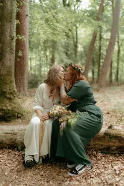 Two Brides Kissing: Same Sex Wedding