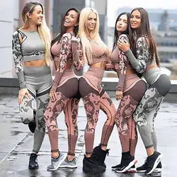 Women Seamless Yoga Sets Camouflage Sports Sets Long Sleeve Crop Top Shirts High Waist Yoga Pants Fitness Gym Clothing Yoga Suit - grey set / L