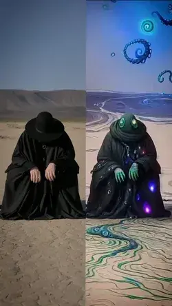 Side by side of the original and the psychadelic trip made