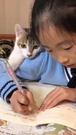 Look at his eye. cat and kid.😍