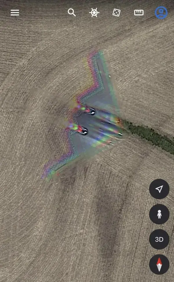 US Air Force B-2 stealth bomber is caught on Google Earth flying over Missouri farm