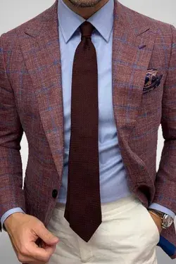 Burgundy Plaid Blazer | Best Dress Men Fashion | Giorgenti Custom Suit NYC