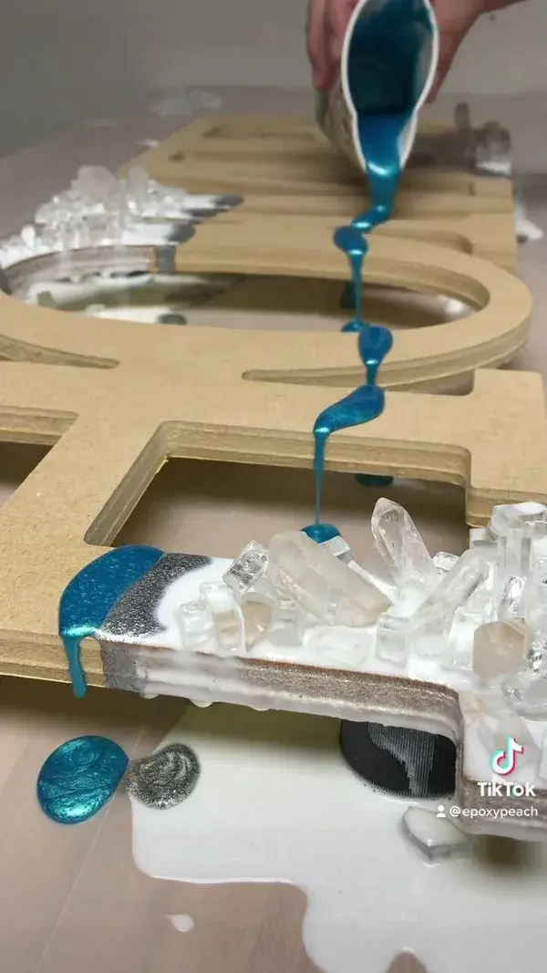 Turquoise DIY Resin Geode "Home" Wall Decor!