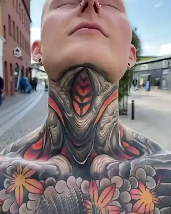 Reptile Neck Tattoo - Neck Tattoos