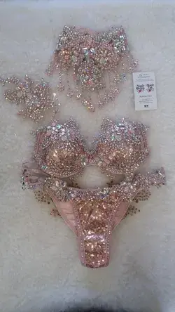 Rose Gold Crystal and Jewelled Wbff Magic Bikinis by @magicbikinis #magicbikinis 