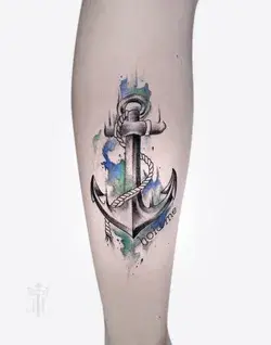 Aquarell Watercolor Anchor Tattoo