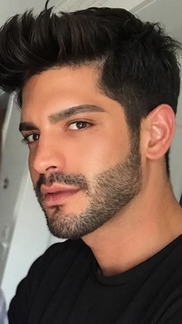 men's haircut mid-length gradient, modern short brown hair trend for beautiful face