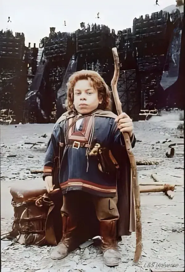 Warwick Davis as Willow Ufgood in fantasy movie Willow, 1988