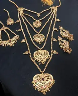 Sindhi dhuri jewelry, indian jewelry, pakistani jewelry,Hyderabadi set, dhuri set, naratan set, multi set, necklace set,Sindhi dhuri