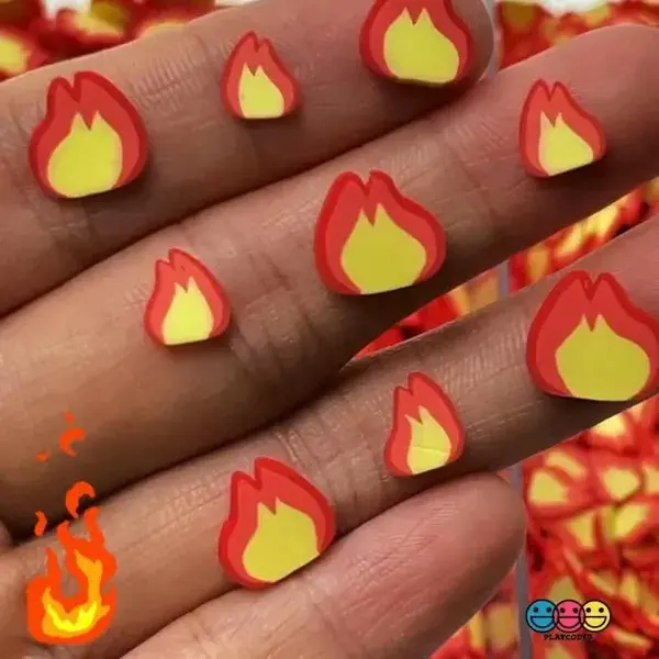 Fire Lit Emoji Fimo Slices Polymer Clay Flame Fake Sprinkles 10/5mm