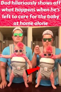 Dad hilariously shows off what happens when he’s left to care for the baby at home alone