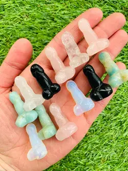 Natural Crystal Carved Penis - Bloodstone