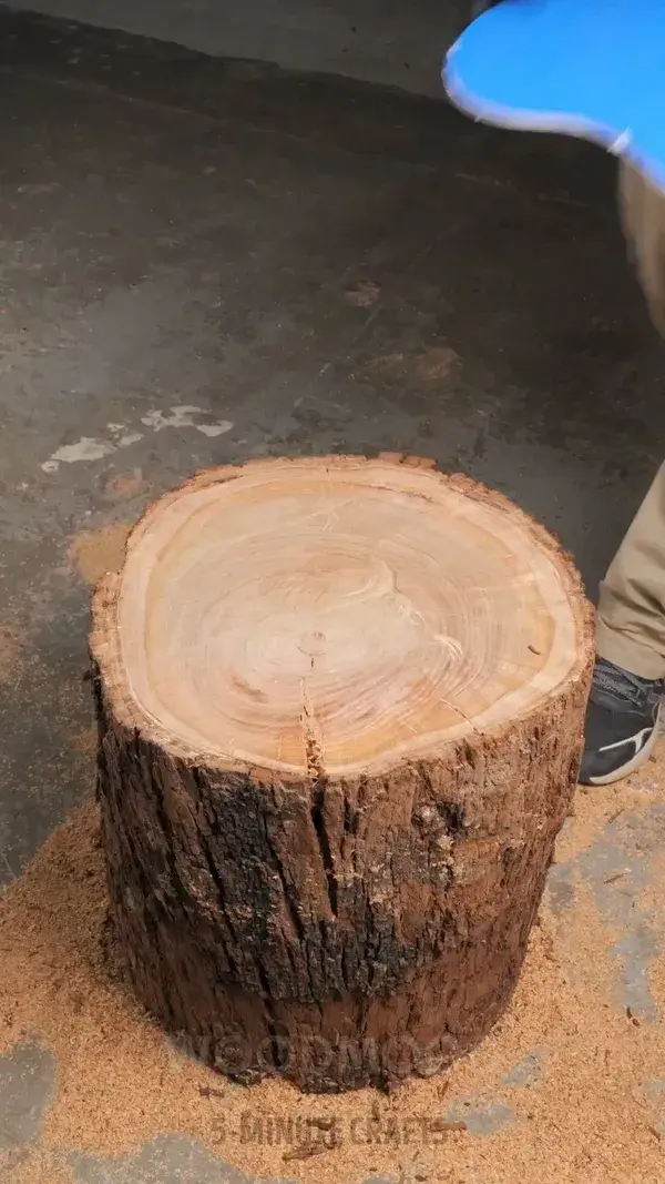 Stylish wooden sink made out of stump!