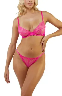 Playful Promises Marlow Embroidered Mesh Briefs in Pink at Nordstrom, Size 10 Us