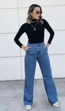 Calça pantalona jeans