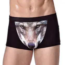 Aonga 4XL Large Size Male Underwear Funny Cool Underpants Wolf Modal U Convex Underware Men Boxers Comfortable Soft Boxer Shorts Man black Wolf-XL-1pc
