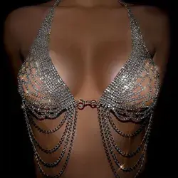 Angel Wings Crop Top Bra Body Chain Inlaid Shiny Rhinestone Bikini Chest Jewelry Lingerie Decoration