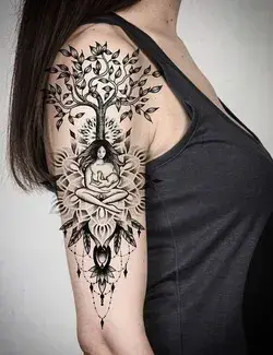Flower tattoo patchwork tattoo ideas sleeve tattoo