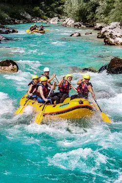Whitewater rafting in Slovenia, on the emerald Soca River