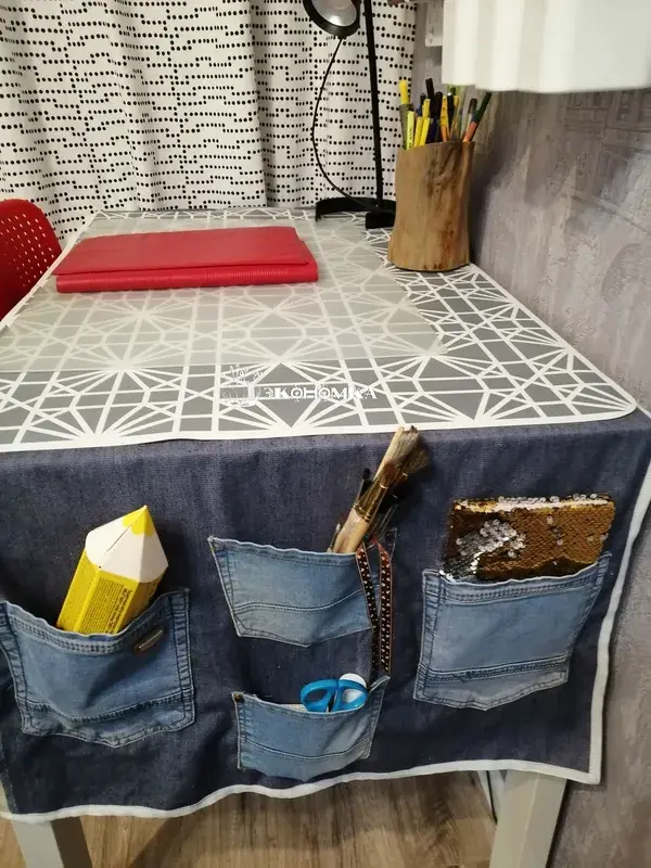 Органайзер с карманами от старых джинсов/Organizer with pockets from old jeans