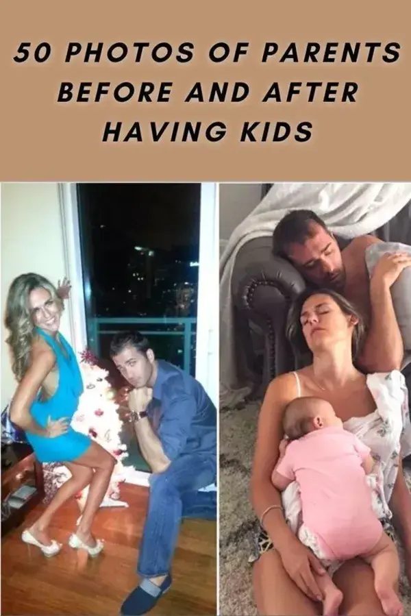 50 photos of parents before and after having kids