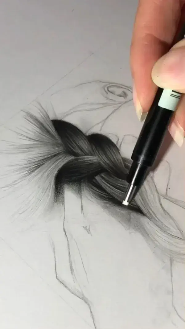 Portrait Hair Girl Pencil Drawing Charcoal tutorial Art By silviemahdal_art