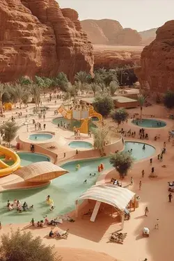 Desert Water Park Escapes: AI Architecture & Nature's Oasis