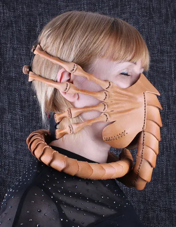 FaceHugger Mask, Alien Mask, Leather Alien Face hugger mask