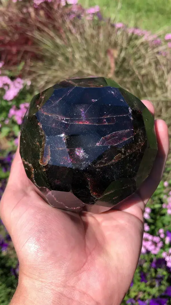 Giant Almadine Garnet with Rainbows from India!