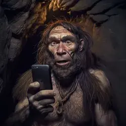cavemen with cellphone