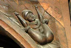 Imagem erótica de homem na posição de “frango assado” é encontrada em igreja de 800 anos