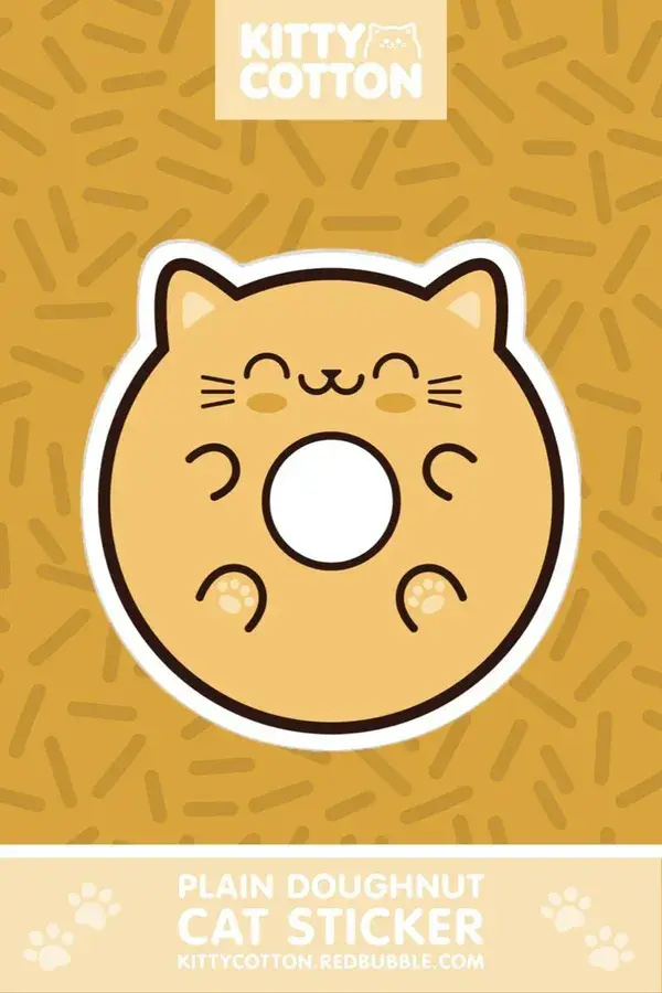 Plain Doughnut Cat Sticker by Kitty Cotton