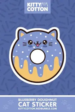 Blueberry Doughnut Cat Sticker by Kitty Cotton