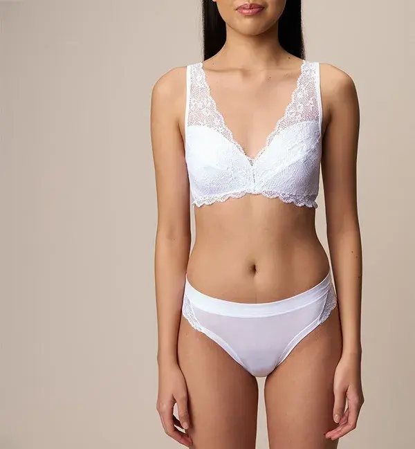 Bralette Natural Fabric Eco Lace White