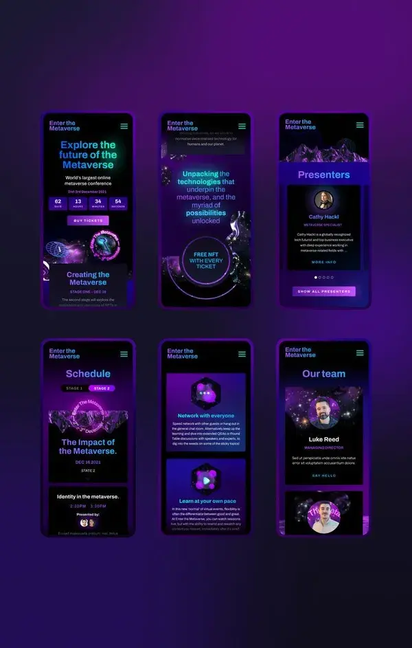 Enter The Metaverse - Event website - mobile UI by Ben Kokolas