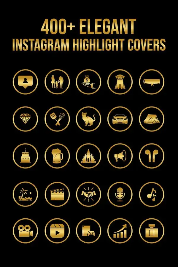 Gold and Black Instagram Highlight Covers