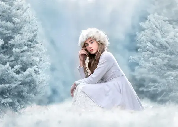 Blush tulle dress winter photo shoot