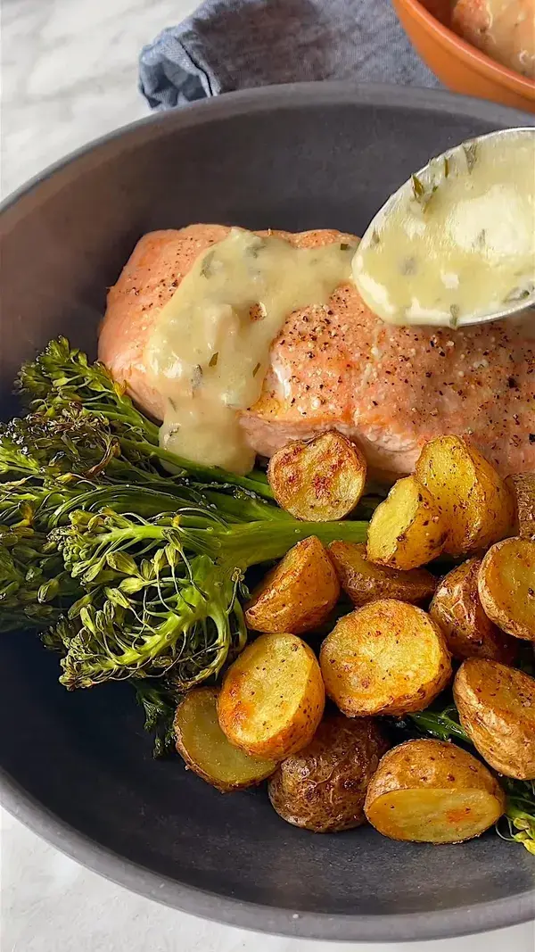 Sheet Pan Baked Salmon with Lemon Sauce