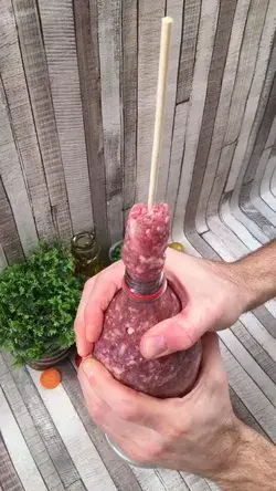 Homemade sausage tower