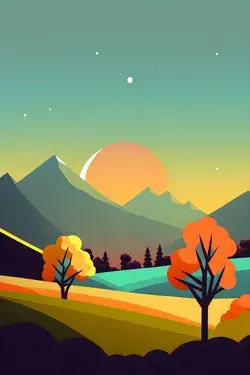 landscape illustration orange